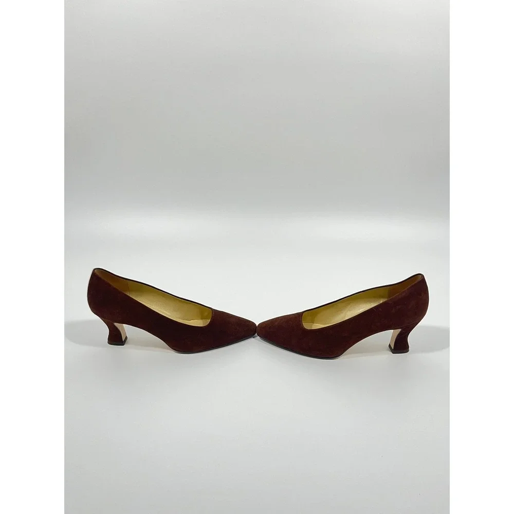 Nine West Womens Heels 7.5 Brown‎ Pointed Toe Chic Minimalist Gala Wedding Guest